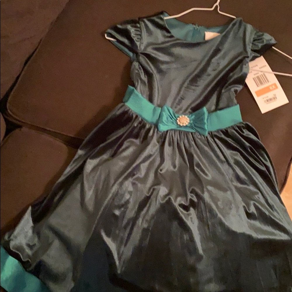Blue /green dark ball gown dress.